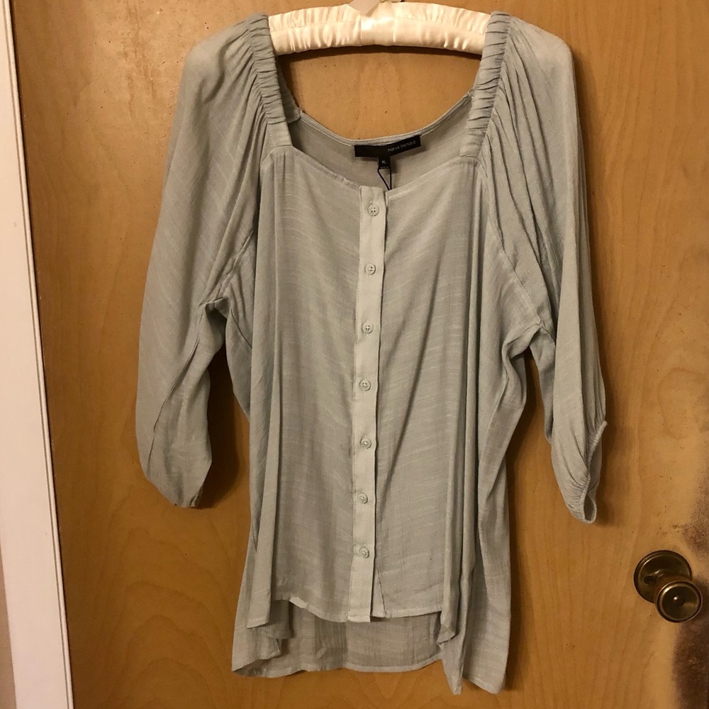 NWT Harve Bernard 3/4 Sleeve Gauzy Top, Glacier, size XL